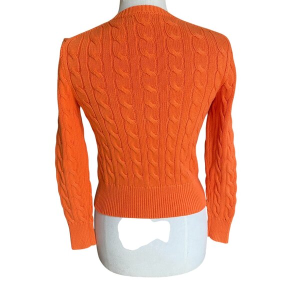 Polo Ralph Lauren Cable Knit Button Cardigan Orange Heritage Preppy Old Money-S - Picture 7 of 10